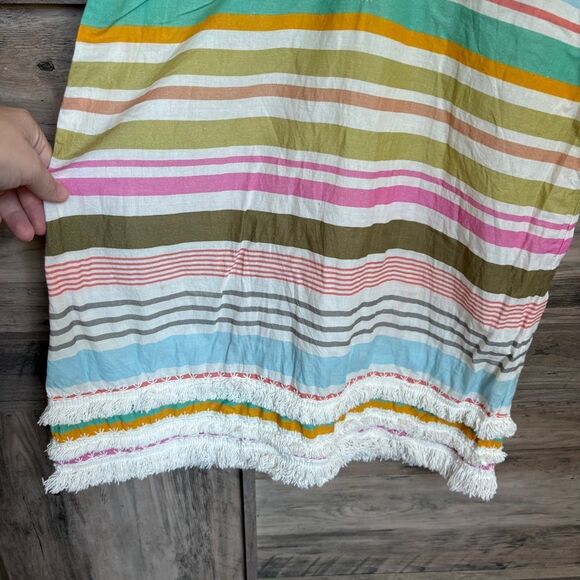 Calypso St. Barth Multicolor Horizontal Stripe Dress Embroidered Detailed Edges - Picture 6 of 12